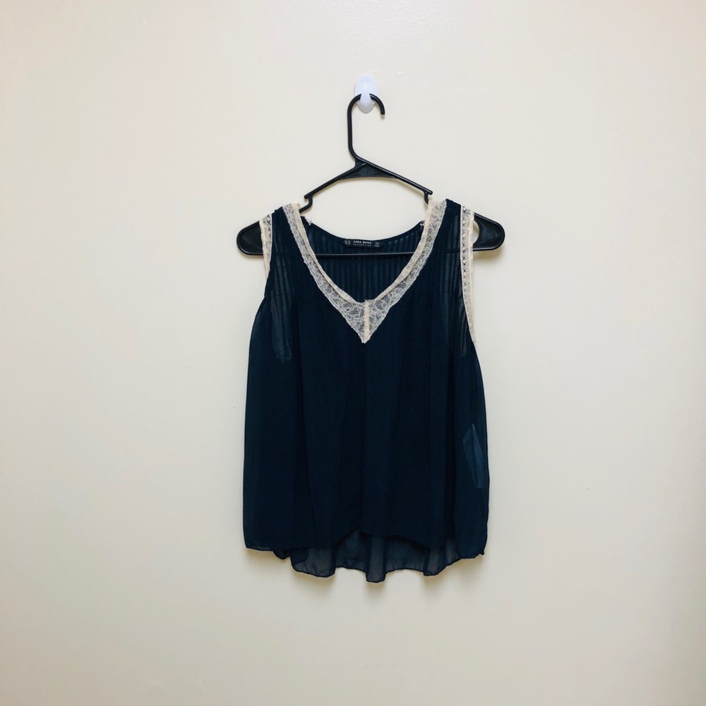 Beautiful ZARA top. XS. Worn ONCE. Navy blue color